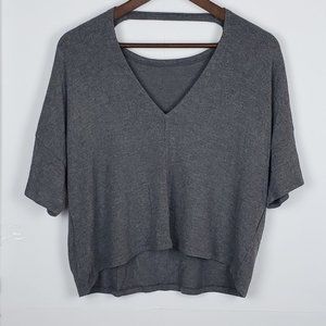 Beyond Yoga Brushed Back-Tee-Mid-Heather Gray